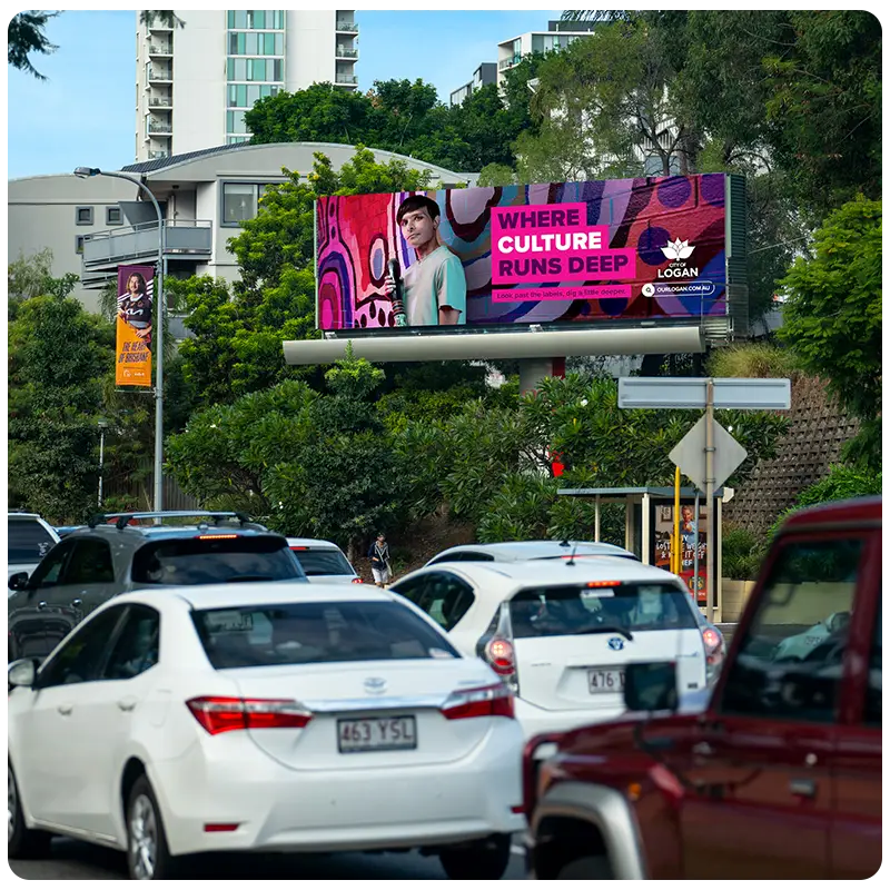 Digital billboard along a major Queensland road promoting local business