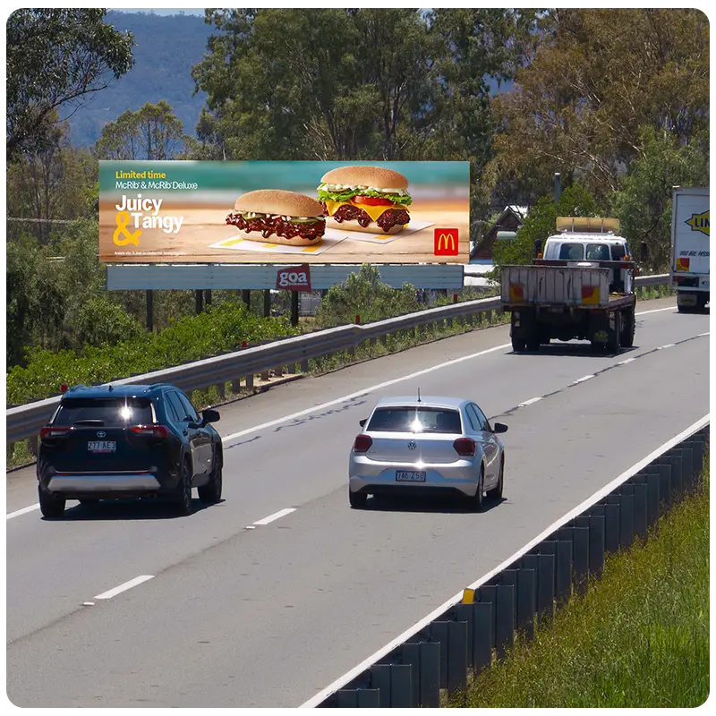 Billboard advertising site near Brisbane CBD with creative visuals