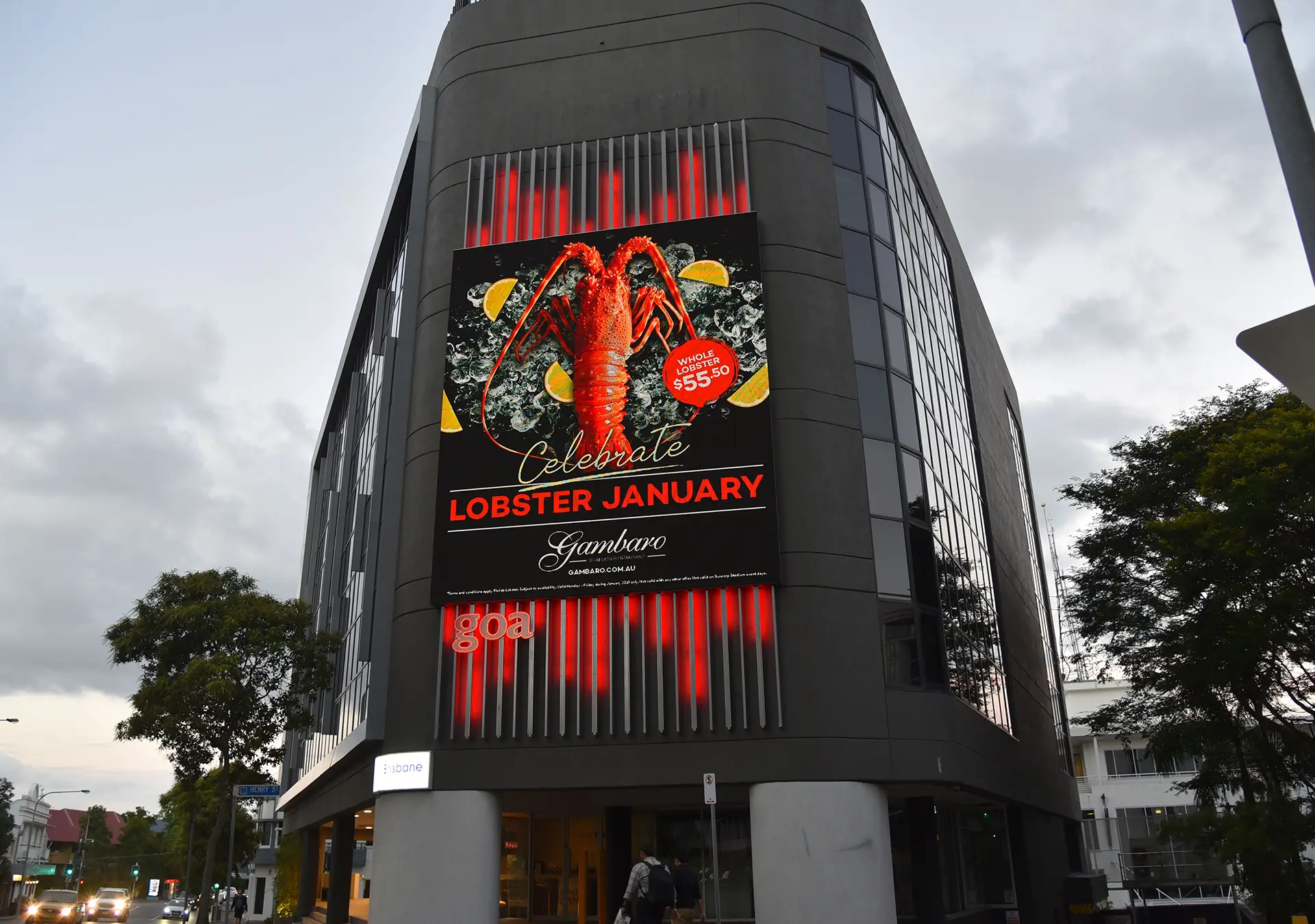 Digital billboard along a major Queensland road promoting local business